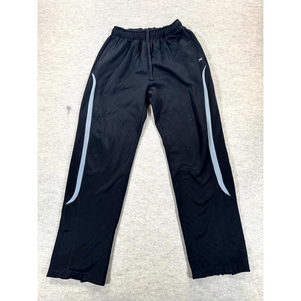 Xersion Fleece Track Pants Mens Small Black Logo Relaxed Fit Straight Leg Gym